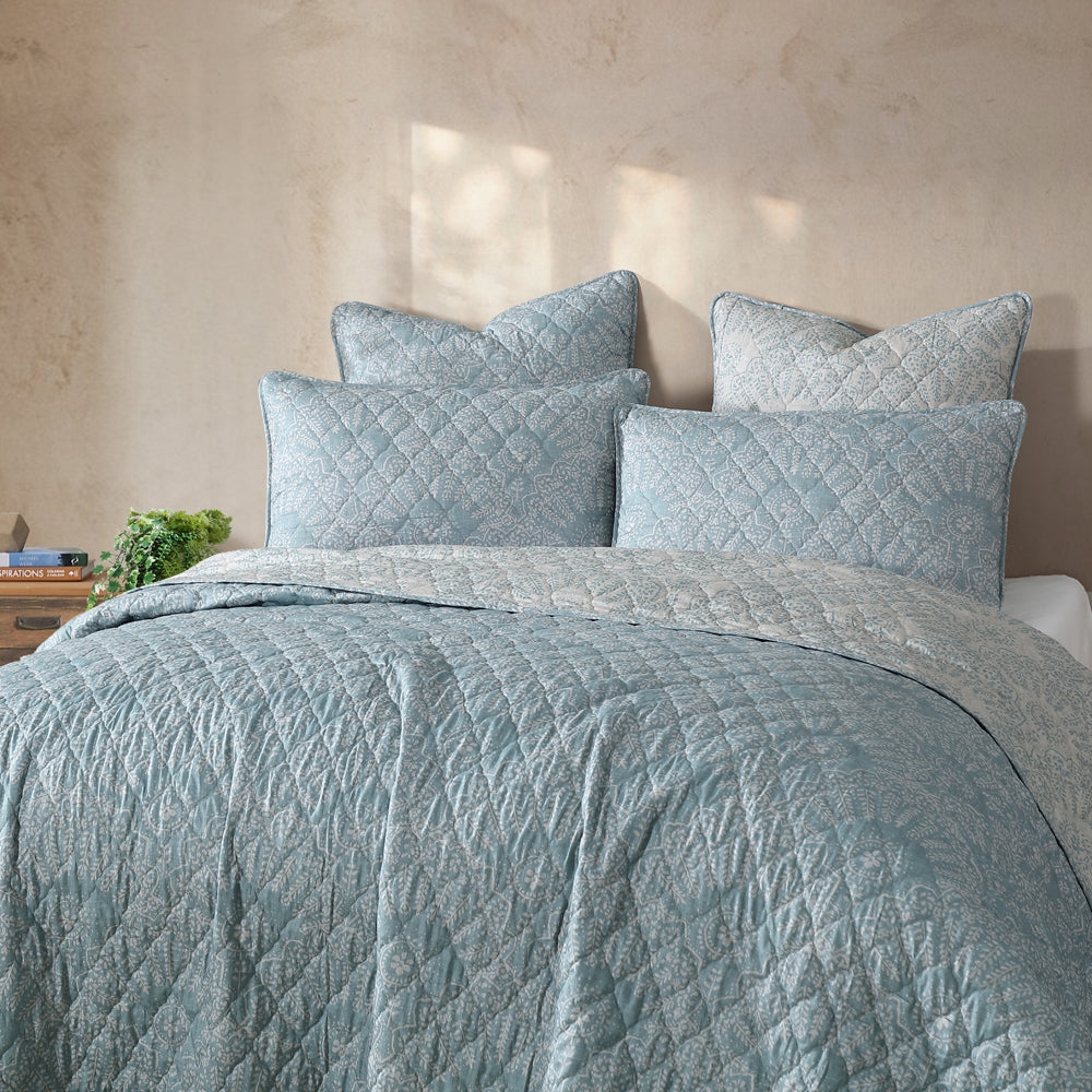 Logan and Mason Anniston Sage Coverlet Set Closeup | My Linen