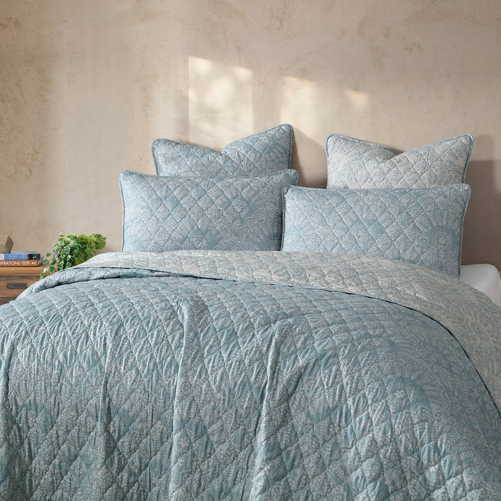 Logan and Mason Anniston Sage Coverlet Set Closeup | My Linen