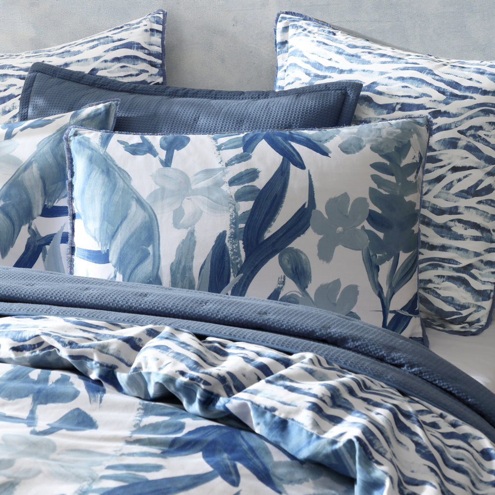 Atherton Blue Quilt Cover Set | Queen Bed