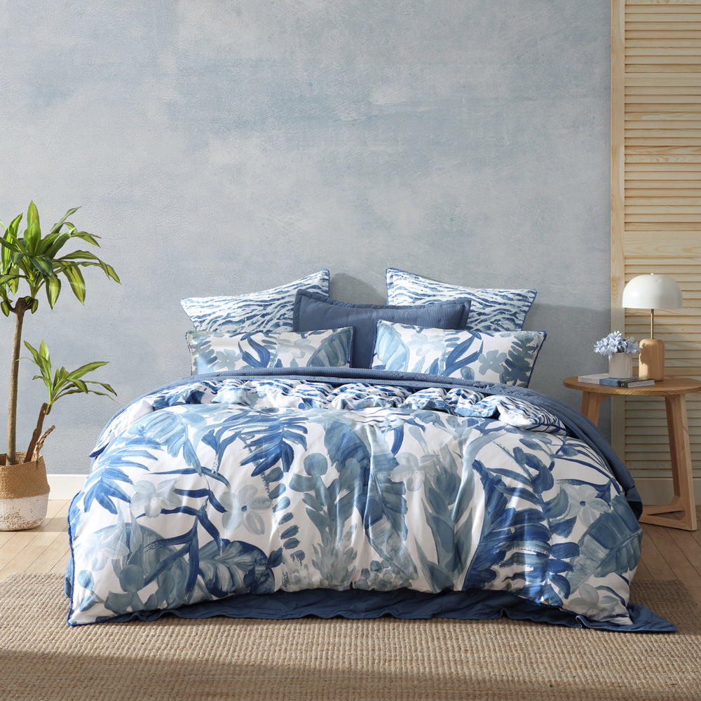 Atherton Blue Quilt Cover Set | Queen Bed