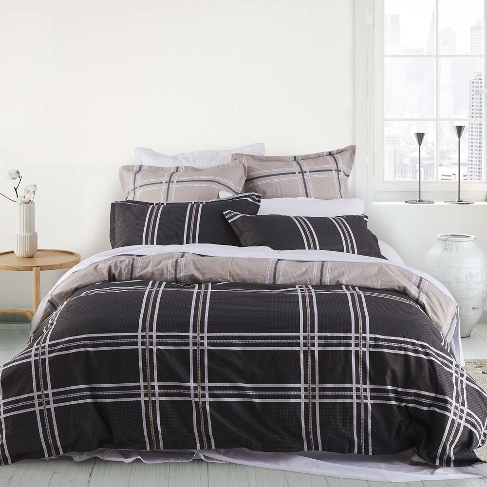 Charlie Slate Quilt Cover Set | Single Bed