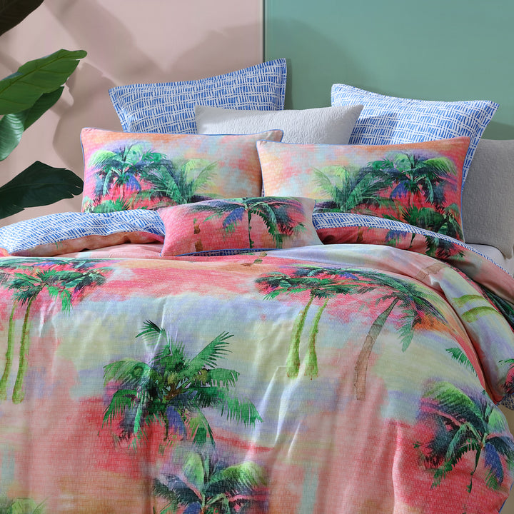 Logan and Mason Coconut Grove Quilt Cover Set Closeup | My Linen