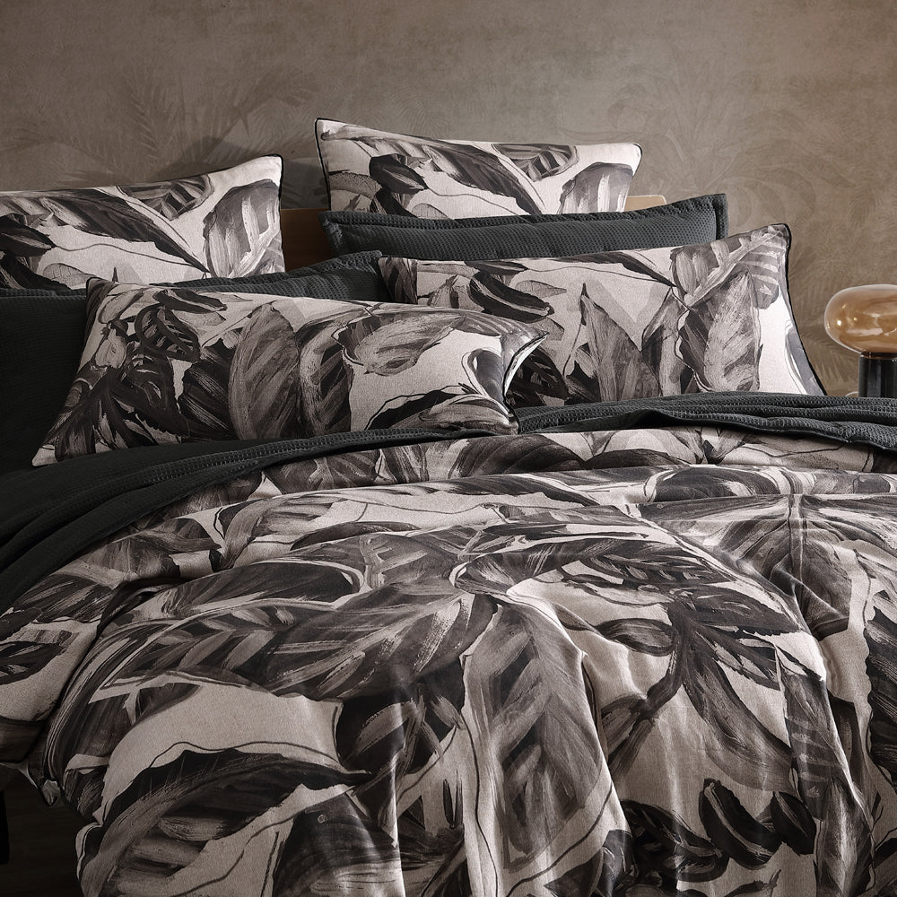 Elio Black Quilt Cover Set | Queen Bed