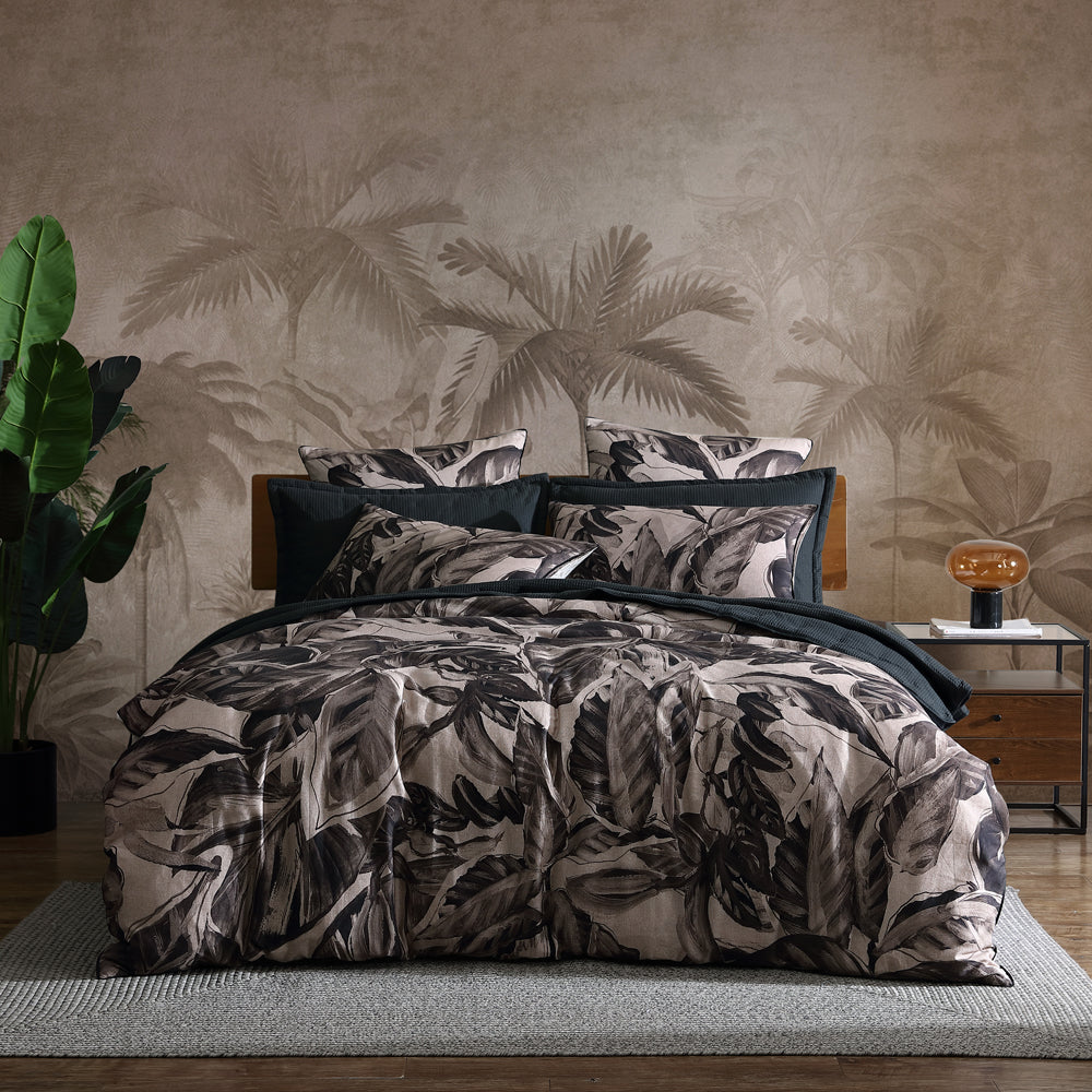 Elio Black Quilt Cover Set | Queen Bed