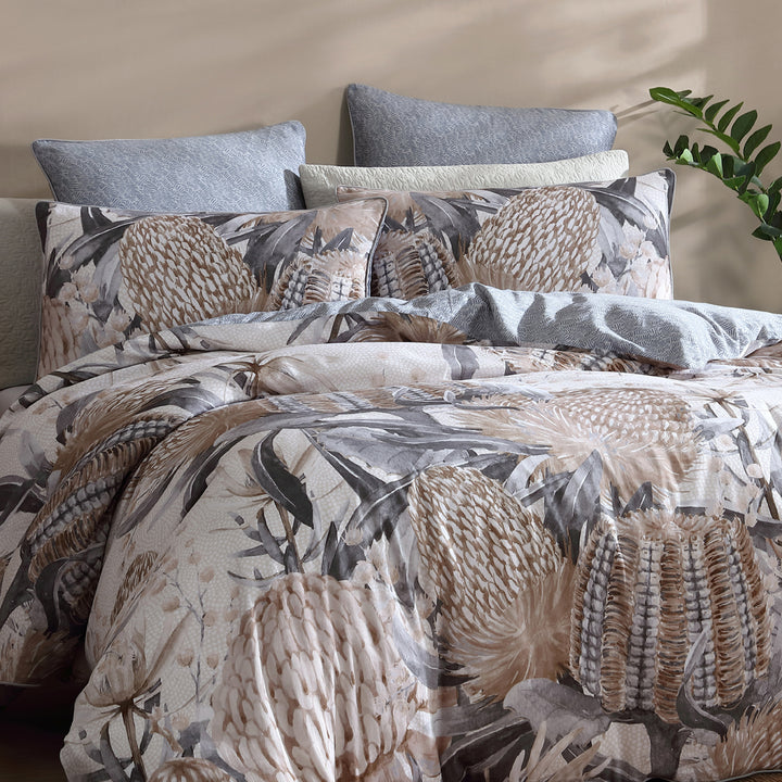 Logan and Mason Finley Silver Quilt Cover Set Closeup | My Linen