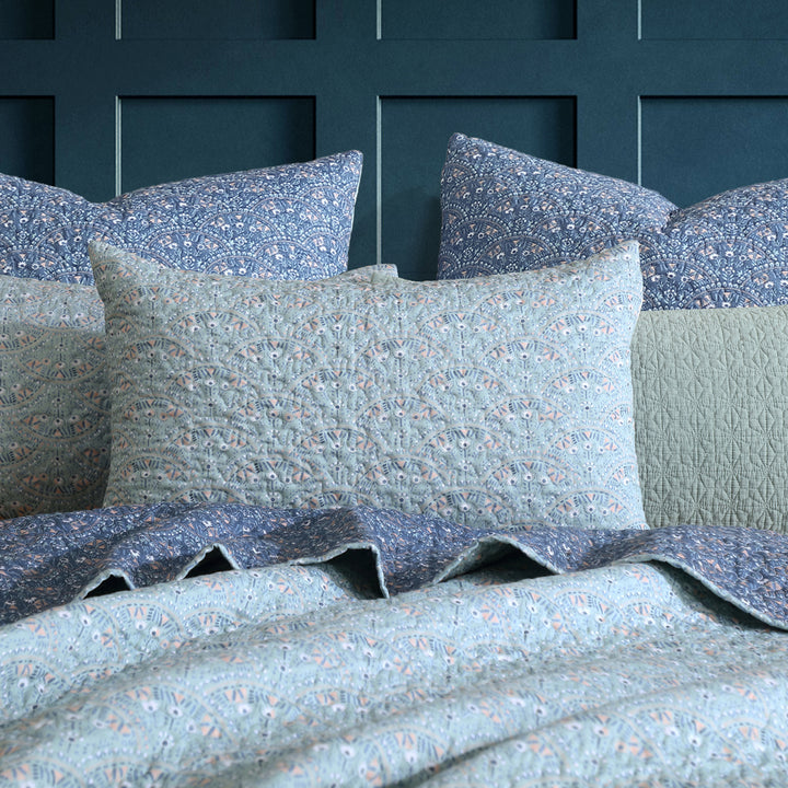 Logan and Mason Hazel Indigo Coverlet Set Detail Reverse | My Linen