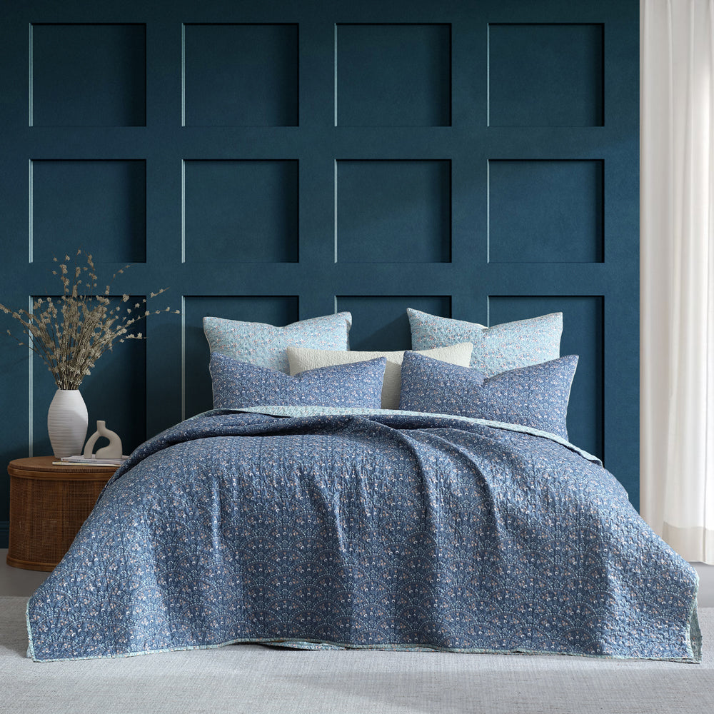 Logan and Mason Hazel Indigo Coverlet Set | My Linen