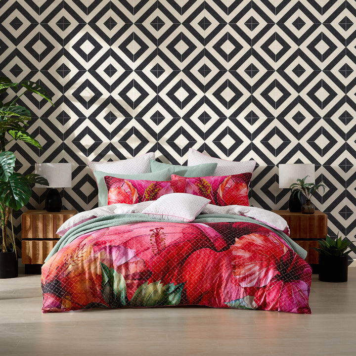 Logan and Mason Hibiscus Hue Pink Quilt Cover Set | My Linen