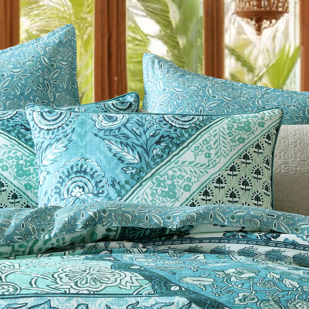 Logan and Mason Jessa Teal Quilt Cover Set Pillow | My Linen