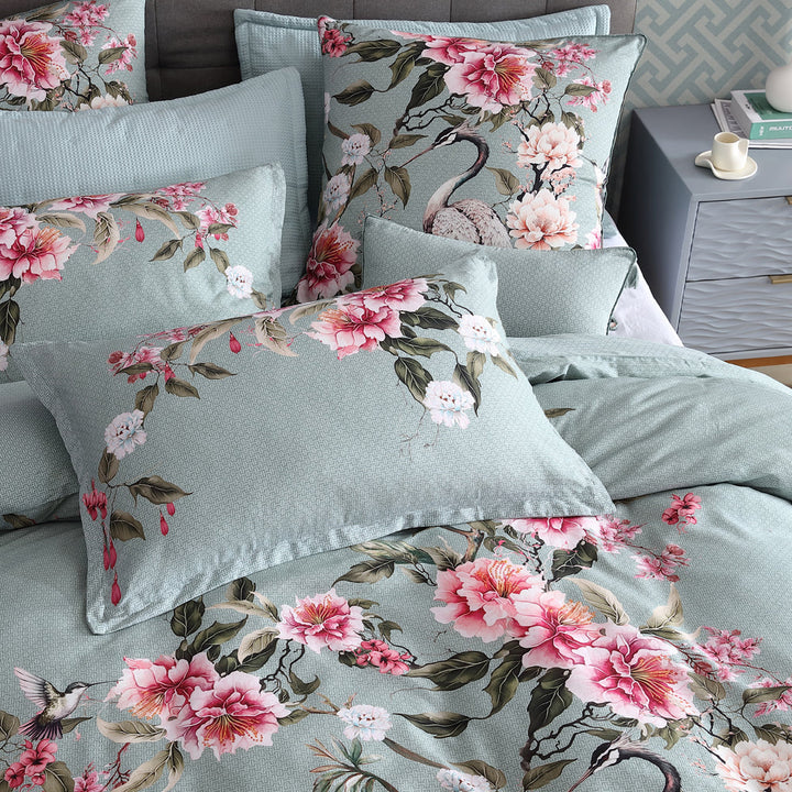 Lisha Sage Quilt Cover Set | King Bed