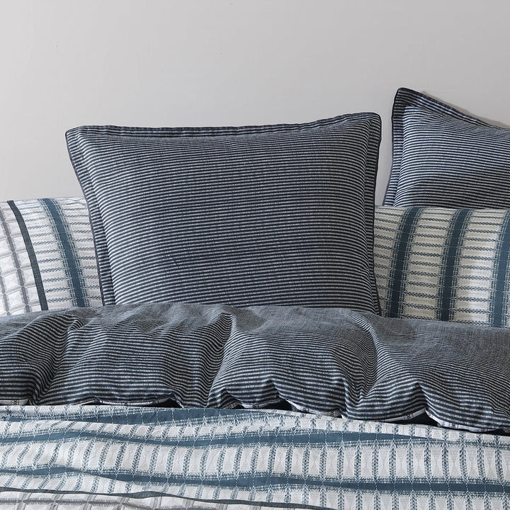 Mason Indigo Quilt Cover Set | Queen Bed