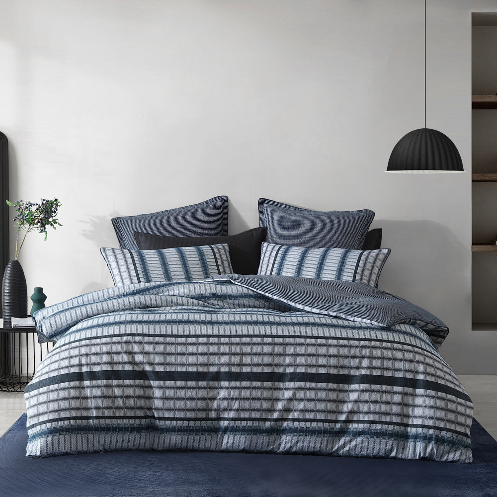 Mason Indigo Quilt Cover Set | Queen Bed