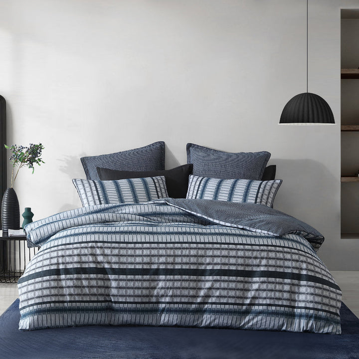 Mason Indigo Quilt Cover Set | Queen Bed