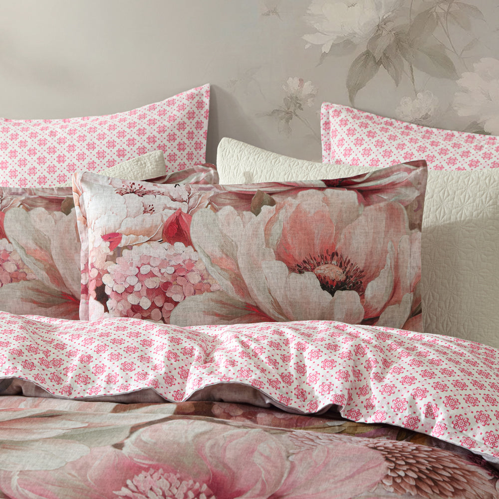 Logan and Mason Oleander Pink Quilt Cover Set Pillow | My Linen