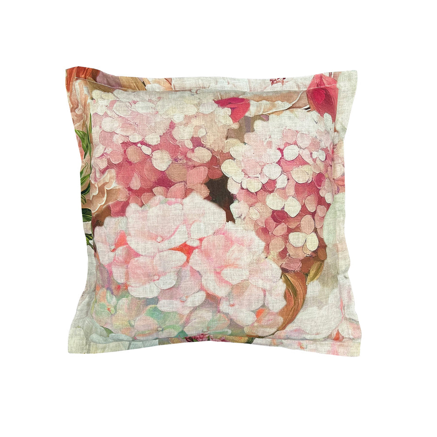 Logan and Mason Oleander Pink Square Filled Cushion | My Linen