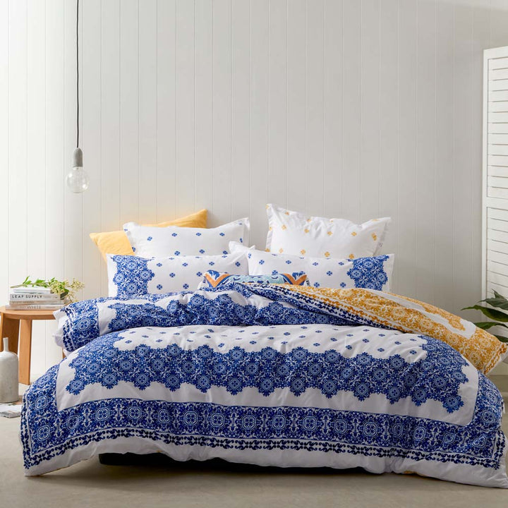 Palermo Navy Quilt Cover Set | Queen Bed