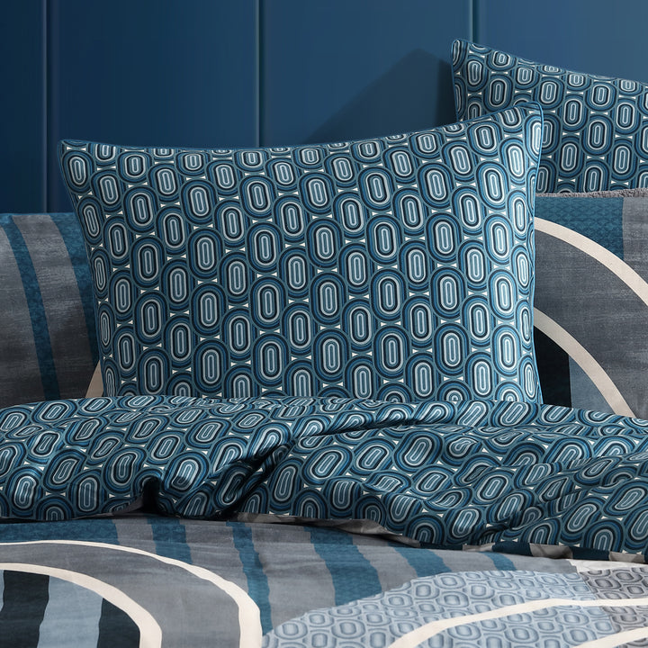 Logan and Mason Pathway Teal European Pillowcase Lifestyle | My Linen