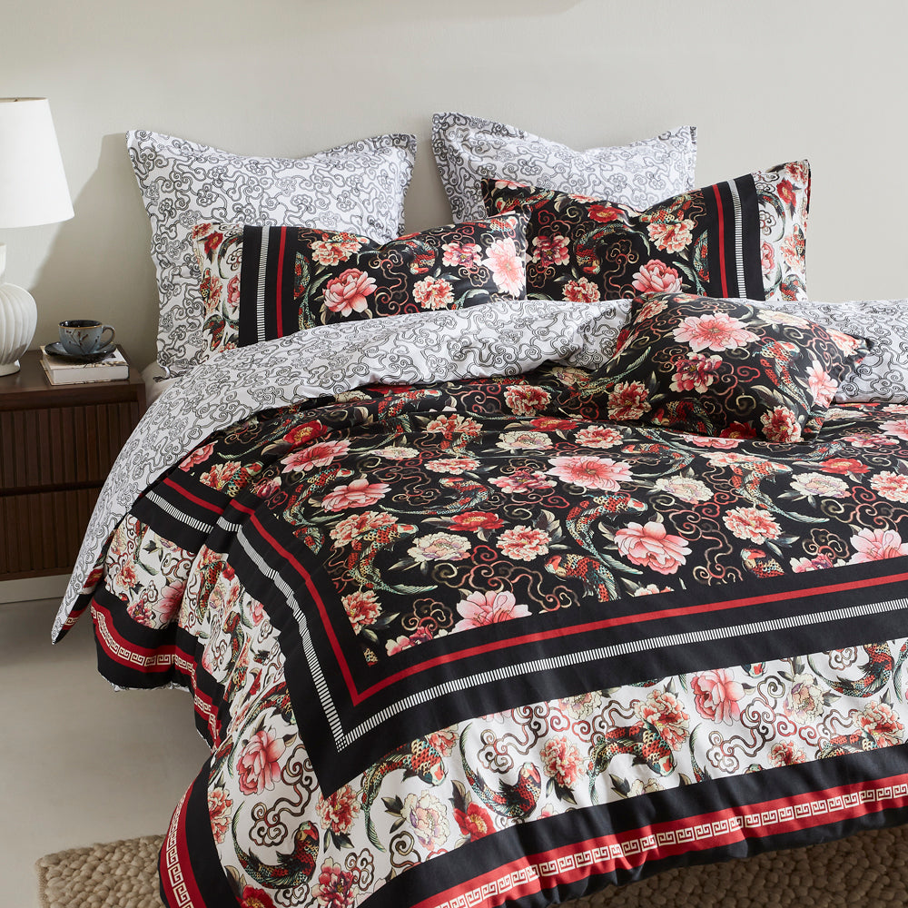 Shanghai Nights Black Quilt Cover Set | King Bed