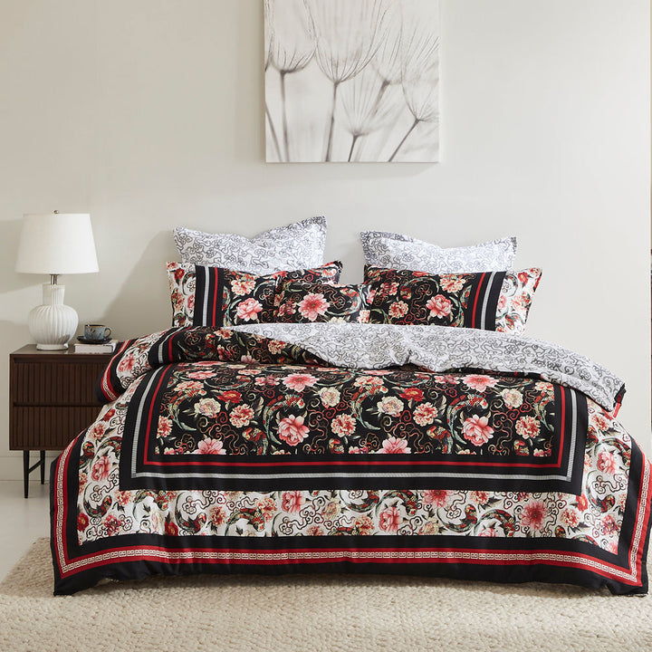 Shanghai Nights Black Quilt Cover Set | King Bed