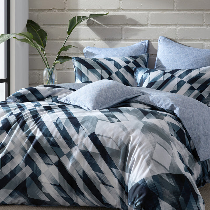 Logan and Mason Soren Ink Quilt Cover Set Closeup | My Linen