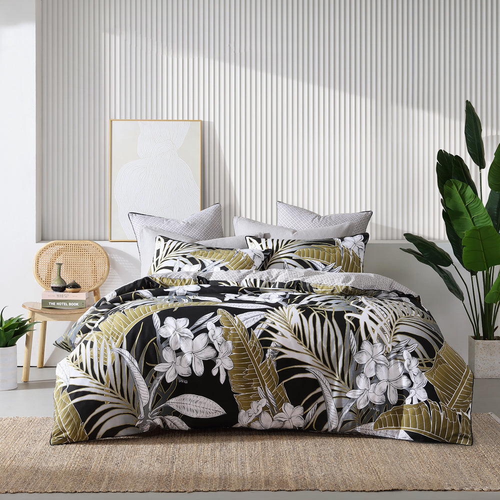 Tariq Black Quilt Cover Set | Queen Bed