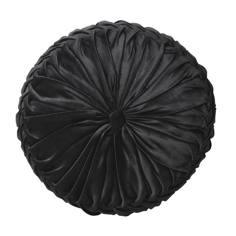 Tempo Black Round Filled Cushion