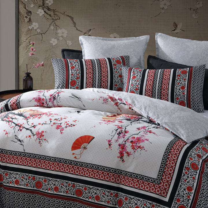 Tokyo Drift Red Quilt Cover Set | Queen Bed