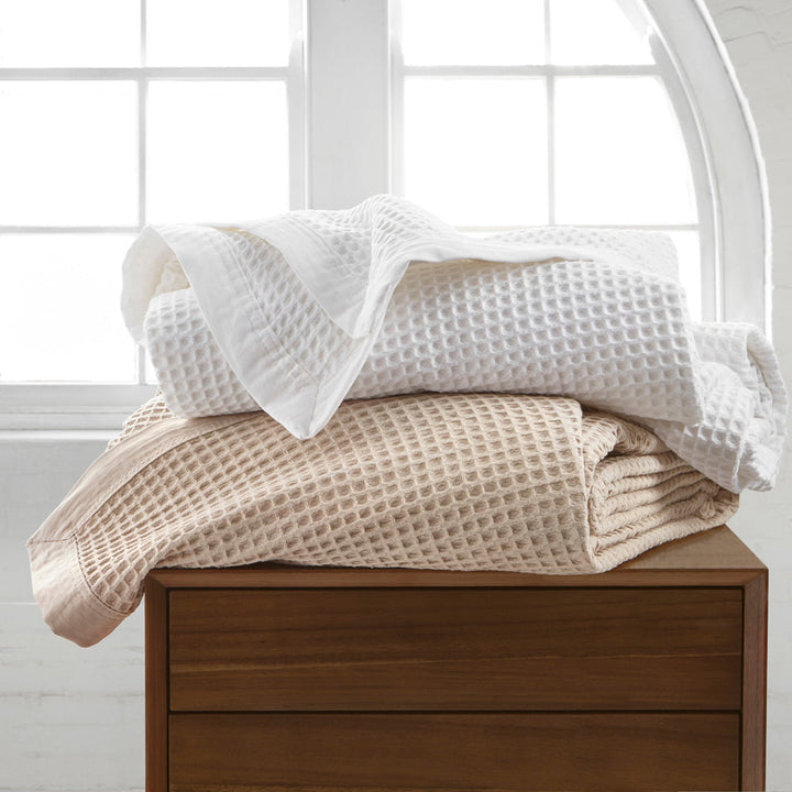 Linen Cotton Waffle Blanket | Queen / King Bed