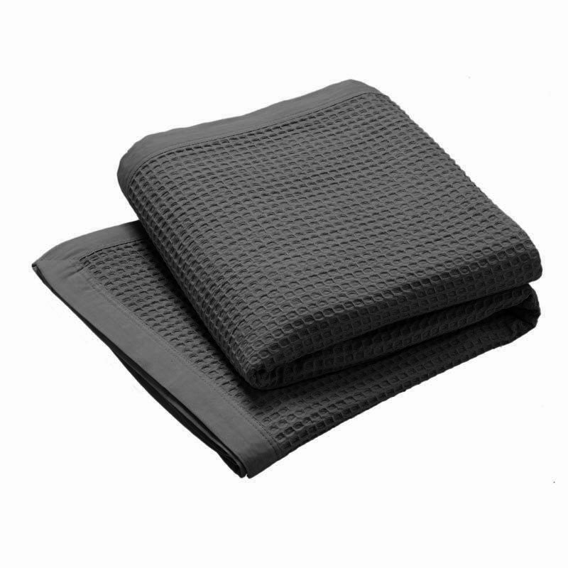 Charcoal Cotton Waffle Blanket | King Single / Double Bed