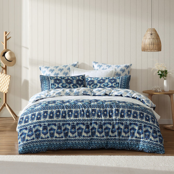 Woolamai Blue Quilt Cover Set | Queen Bed