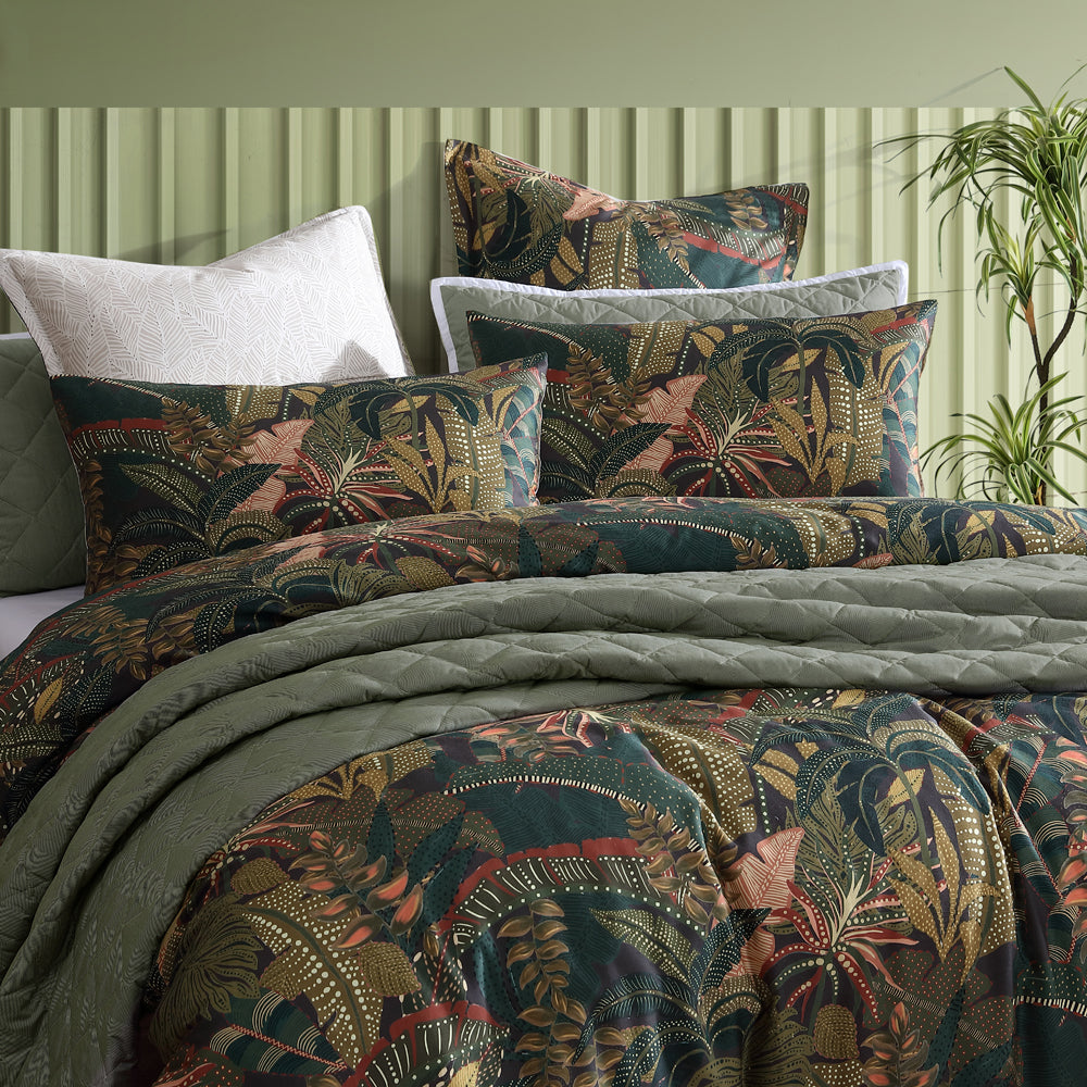 Zawadi Green Quilt Cover Set | Queen Bed