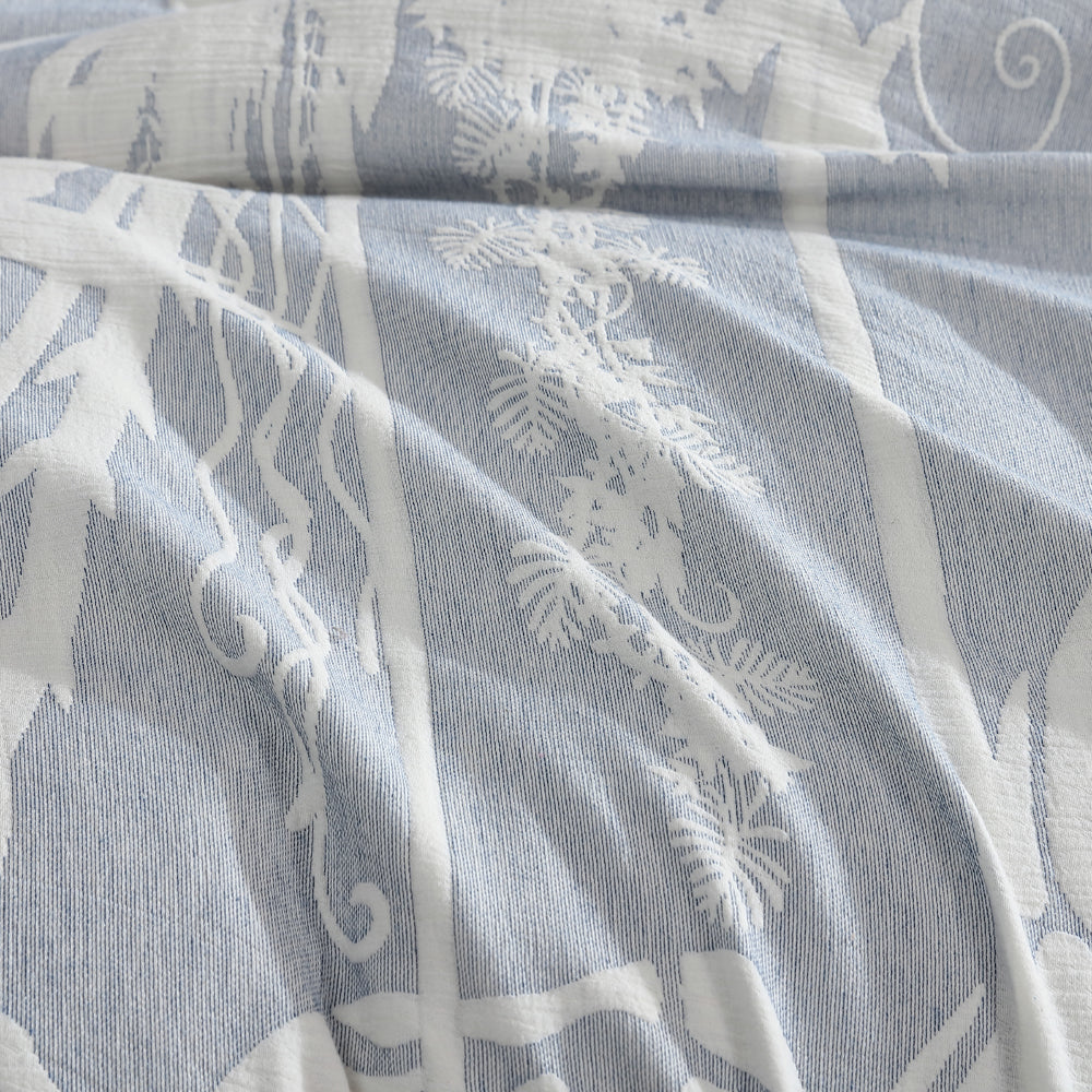 Logan and Mason Aloha Aegean Quilt Cover Set Detail | My Linen