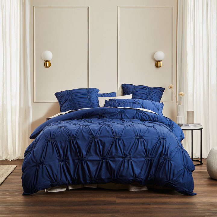 Arran Indigo Quilt Cover Set | Double Bed