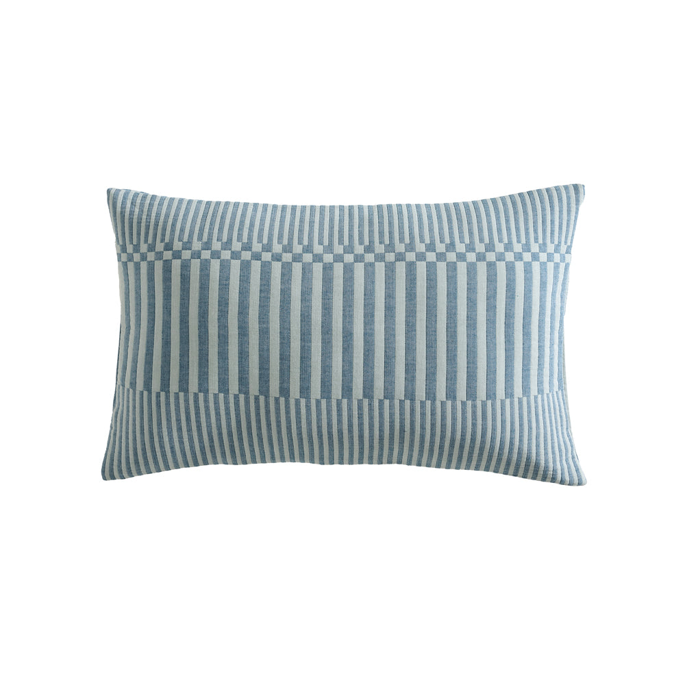 Platinum Logan and Mason Axis Aegean Long Filled Cushion | My Linen