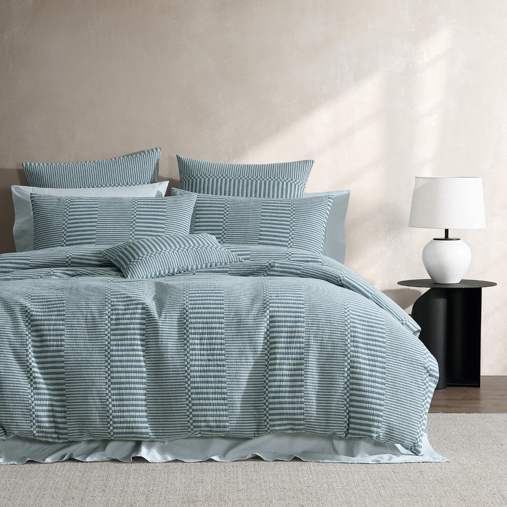 Platinum Logan and Mason Axis Aegean Quilt Cover Set | My Linen