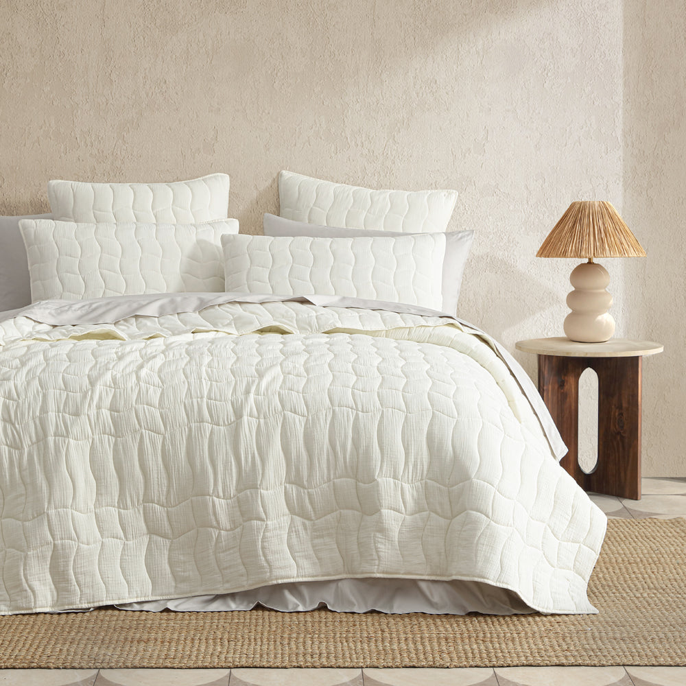 Logan and Mason Cascade Ivory Coverlet Set | My Linen