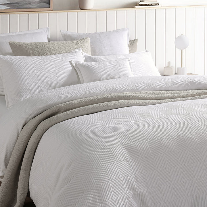 Caspian White Quilt Cover Set | King Bed