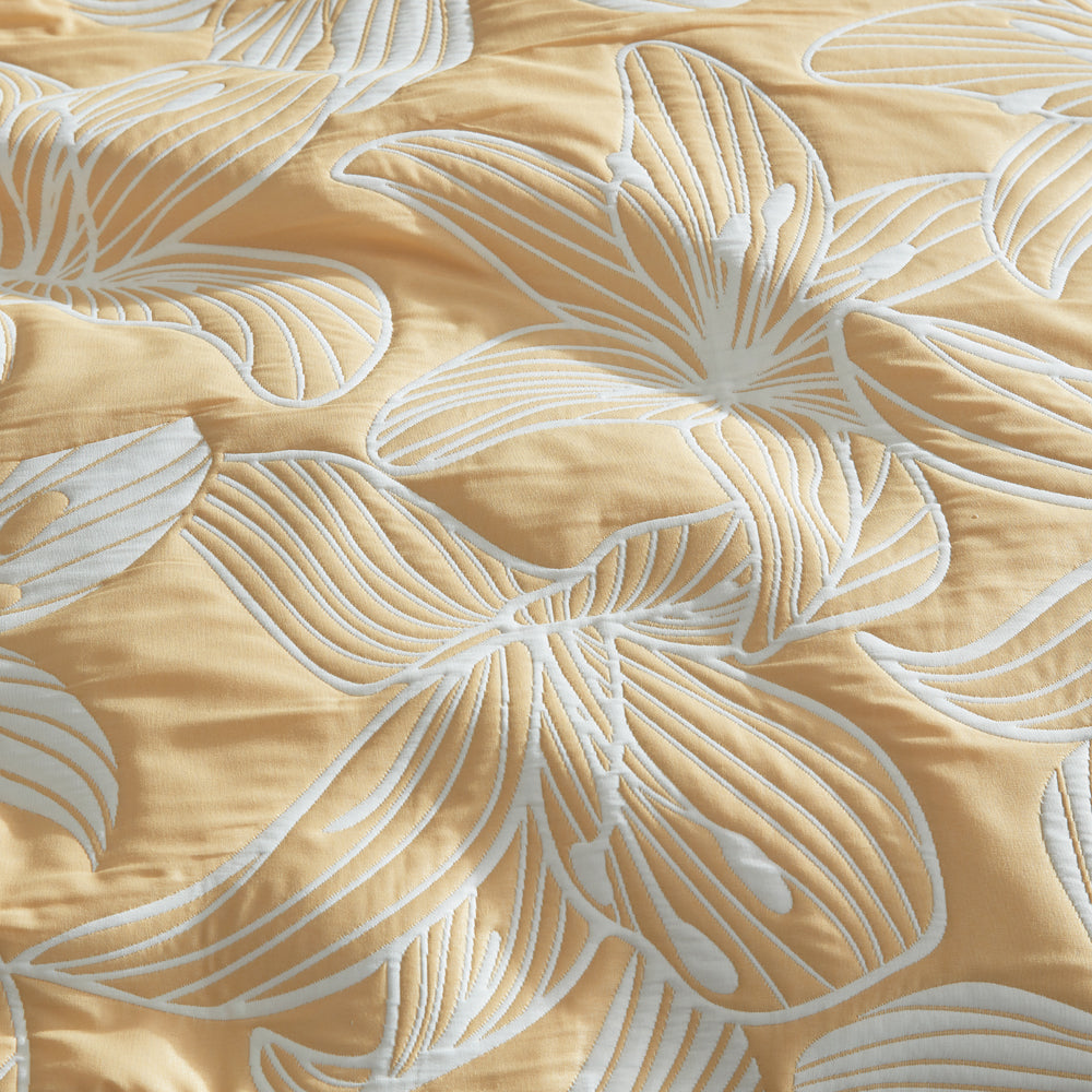 Platinum Logan and Mason Grace Mustard Quilt Cover Set Detail | My Linen