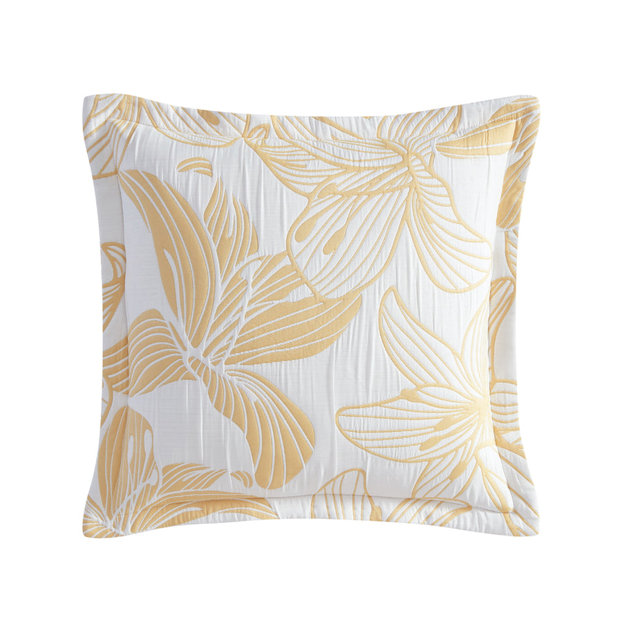 Platinum Logan and Mason Grace Mustard Square Filled Cushion | My Linen