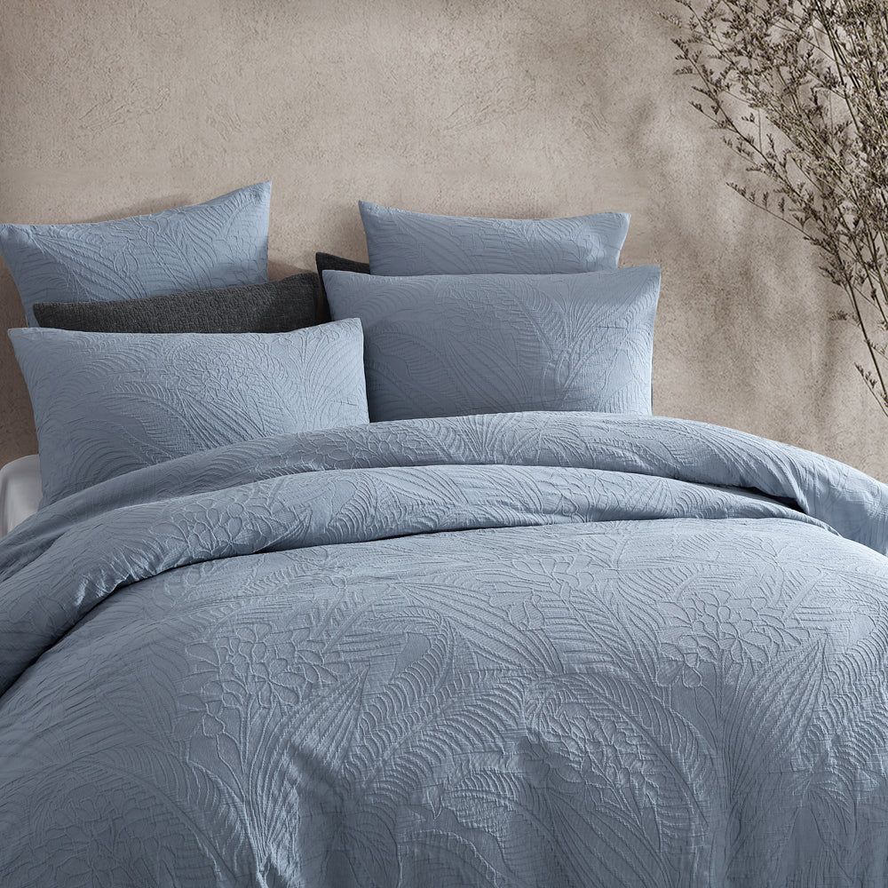 Platinum Logan and Mason Kaia Slate Quilt Cover Set Closeup | My Linen
