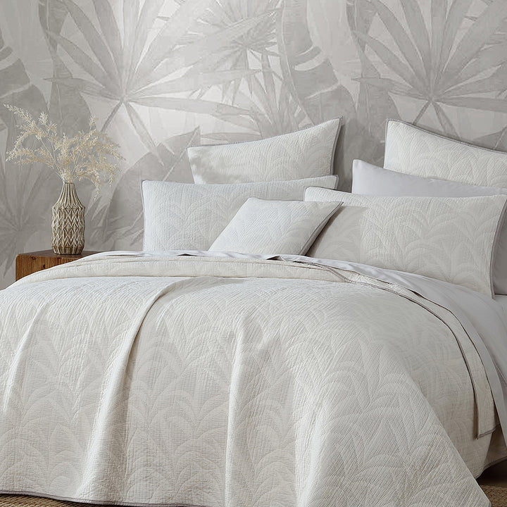 Platinum Logan and Mason Kailani Fog Coverlet Set Closeup | My Linen