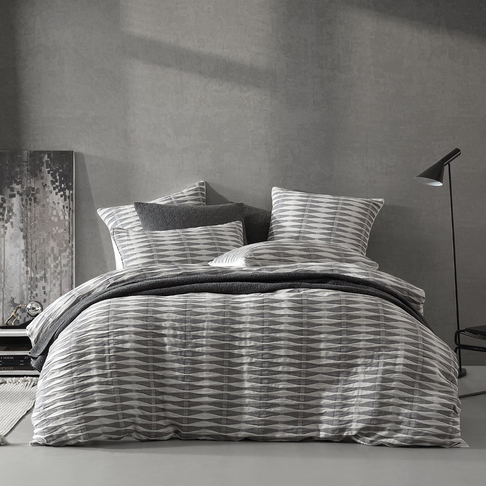 Platinum Logan and Mason Kirby Charcoal Quilt Cover Set | My Linen