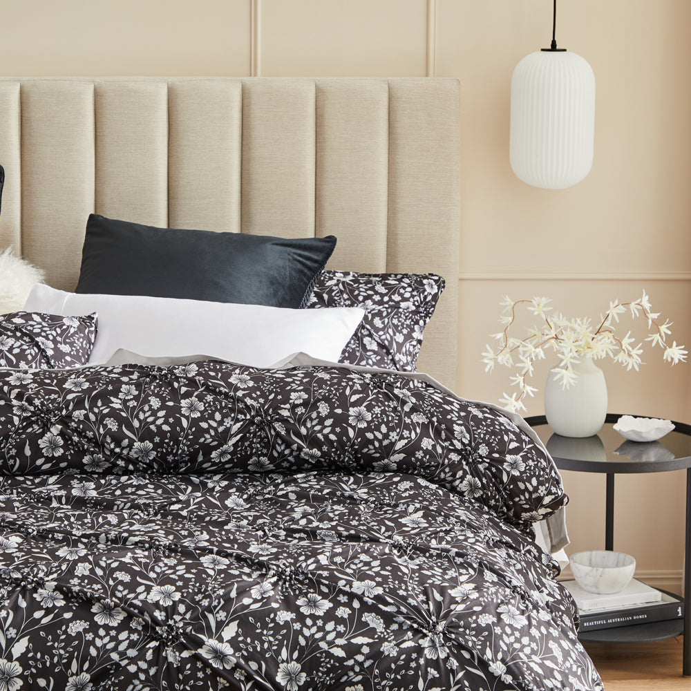 Leisel Black Quilt Cover Set | Double Bed