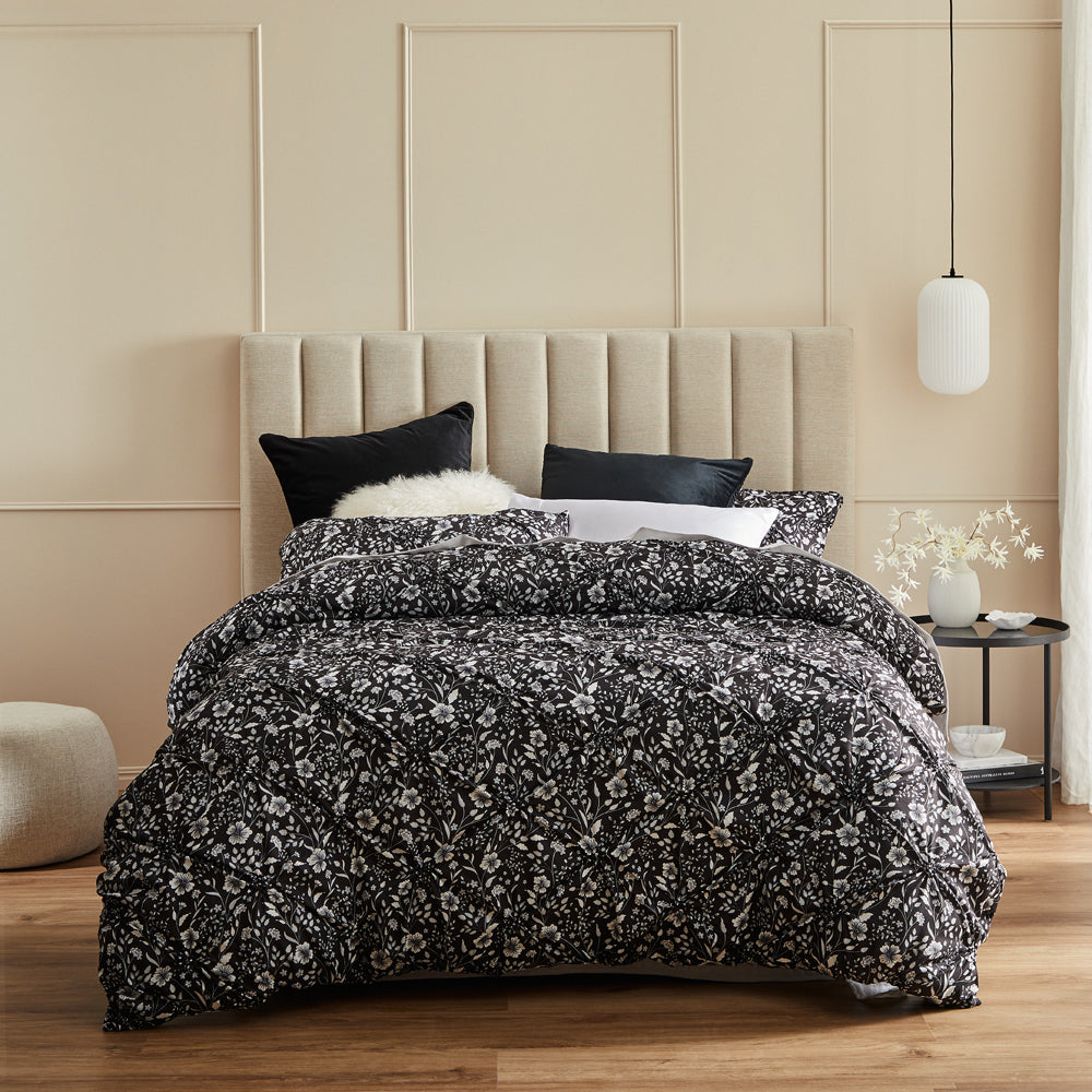 Leisel Black Quilt Cover Set | Double Bed