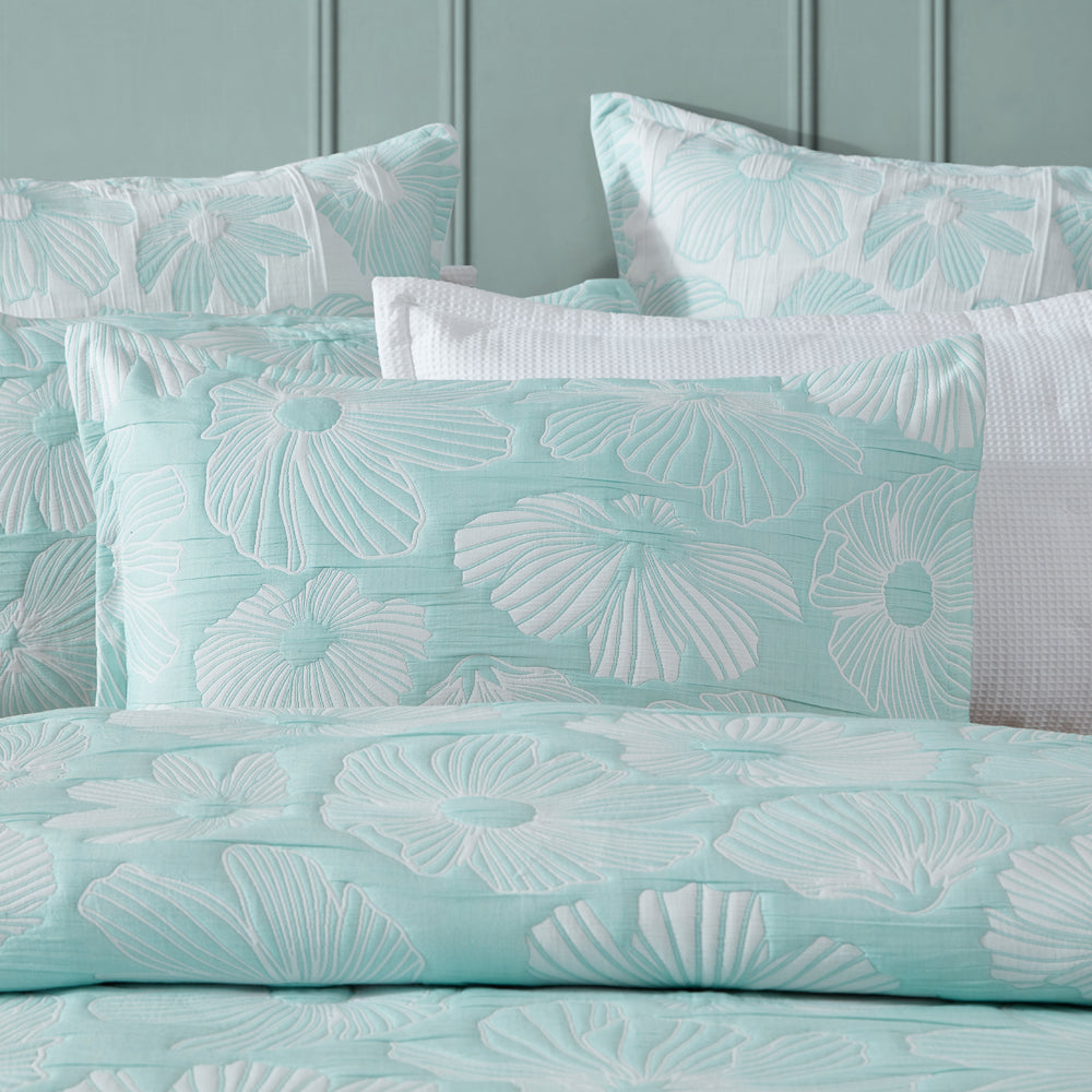 Poppi Aqua Quilt Cover Set | Super King