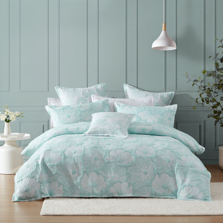 Poppi Aqua Quilt Cover Set | Queen Bed