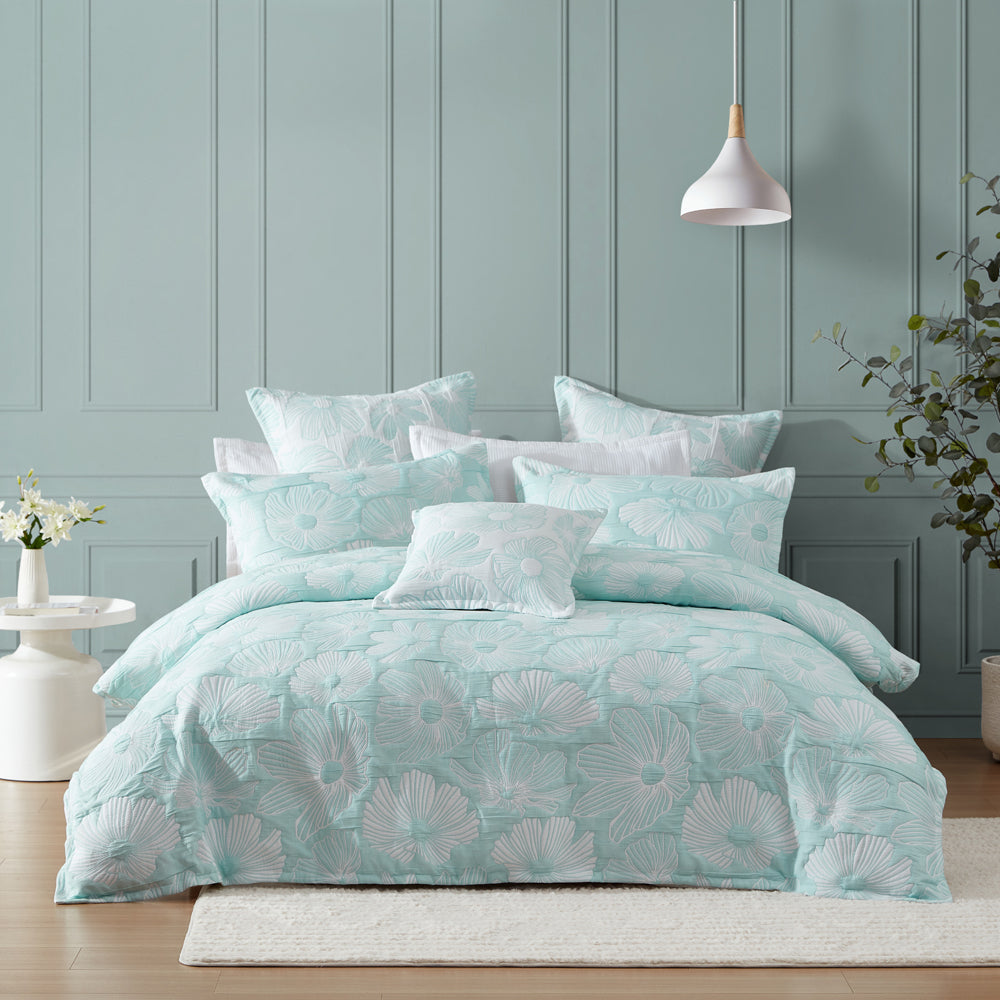 Poppi Aqua Quilt Cover Set | Super King