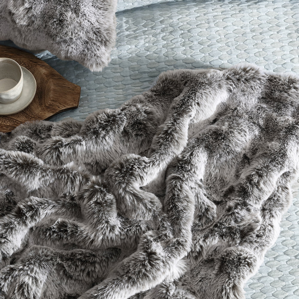 Rabbit Fur Grey Throw