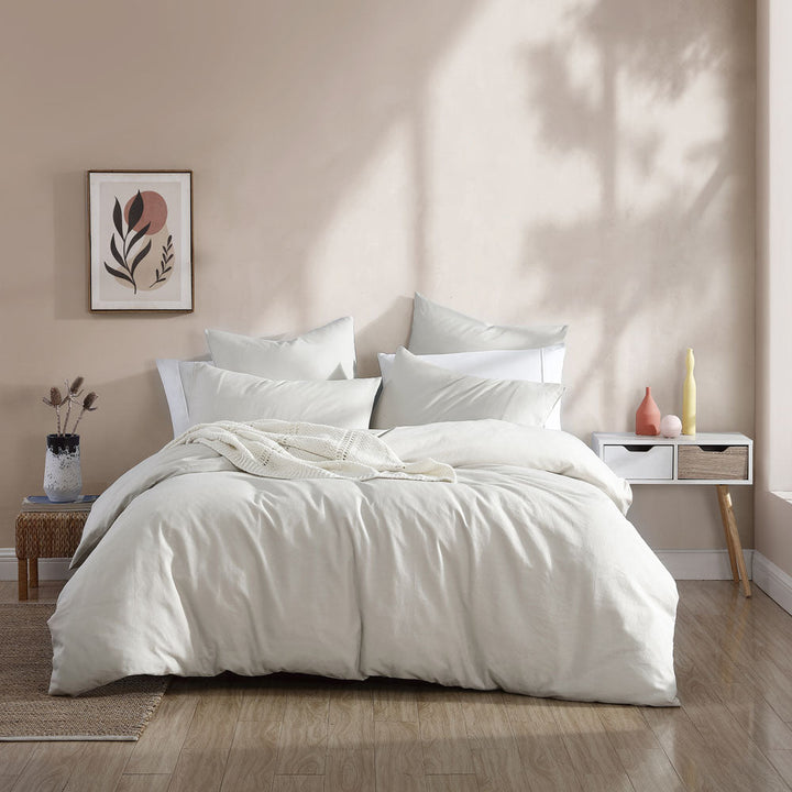 Serene Natural Quilt Cover Set | Single Bed