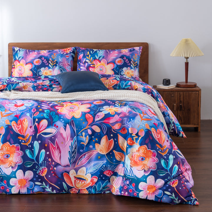 My Linen Midnight Bloom Quilt Cover Set Lifestyle Closeup | My Linen